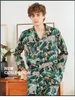 2019 Men Pajamas Sets With Pants Flower Print Nightwear Pyjama Satin Sleepwear Silk Loose Two Piece Long Sleeve Pijama