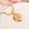 Dubai India Etiopiska set smycken halsband hänge örhänge smycken Habesha flicka 14 K Solid Gold GF Flower Europe Brud Set Odhe