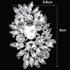 2019 new Fashion 3.6 Inch Large Top Quality Flower Brooch Silver Tone Luxury Huge Crystal Rhinestone Wedding Bouquet Brooches