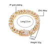 TB0022 22 cm x 13 mm Hip Hop Heavy Full Crystals Cuban Bracelets Jewelry For Men 18k Gold Plated No Fade7077235
