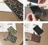 DHL 100st kvinnor PU Leopard Printing Card Holder Tassel Keychain Card Purse