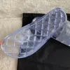 女性ゼリー透明ポリ塩化ビニールの透明なサンダルスリッパラバースライドサンダルフローラルブロコードギアボトムフリップフロップストライプビーチスリッパ