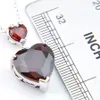 LuckyShien Xmas Gift Hart Luxe Rood Garnet Gemstone 925 Sterling Zilveren Kettingen Dames Zirkoon Hanger Sieraden met Keten Gratis Verzending