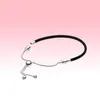 Dames Zwart Lederen Slider Armband Mode-sieraden voor Pandora Stelring Zilver Verstelbare Maat Handketen Armbanden met originele doos