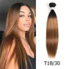 1 bundle dritto Ombre T1B27 miele biondo 1B30 2 4 marrone scuro Remy brasiliano indiano peruviano malese capelli umani tesse2746126