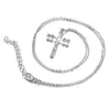 Collier plaqué argent bijoux mode croix CZ cristal Zircon pierre pendentif collier cadeau de noël