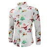 メンズカジュアルシャツCAMISA MASCULINA MEN SNOWFLAKES SANTA CANDY PRINTEDクリスマスシャツトップブラウスケミーズホムノエルロングSL266G