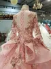 Romantic muslim evening dresses Vintage High Neck Long Sleeve Lace Applique Princess prom dress New Design Bridal Gowns Vestidos D9986176