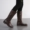 Plus Size 34 To 42 43 Western Knight Boots Casual Winter Knee High Boot Brown Black Coffee