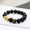 Nachahmung Schwarz Achat Perlen Stränge Für Frauen Und Männer Armband Gold Mythische Wilde Tier Buddhismus 20 teile/los