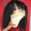 Derin orta kısım dantel ön simulion insan saç perukları siyah afro kinky kıvırcık saçsız sentetik saç dantel perukları olan kadınlar için