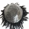 Cheveux humains bouclés toupet postiche pour hommes Afro bouclés toupet pleine peau Pu hommes toupet système de remplacement cheveux naturels Pu hommes perruque