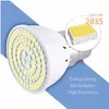 Gu10 LED E27 مصباح E14 الأضواء لمبة 60 80LEDS LAMPARA 220V Bombillas LED MR16 GU5.3 Lampada بقعة ضوء B22 5W LED المصابيح