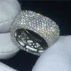 Handmade Hollow Finger Ring 925 sterling Silver Micro pave 450Pcs 5A cz Wedding Band Rings For Women Men Jewelry