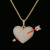 Tarrow Heart Love ketting hanger iced out met touw ketting goud kleur bling kubieke zirkoon heren hiphop sieraden voor geschenk