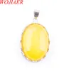 WOJIAER Natural Rose Quartz Gem Stone 2022 Love Summer Oval Shape Pendants Bead Silver Necklaces for Women Men Jewelry BN376