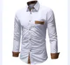 Mens manches longues Slim Fit Pocket Pocket Top robe formelle Shirt Shirt Designer T-shirts Fit régulier