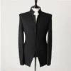 リアルフォトスタンドカラーマンワークスーツ中国風新郎Tuxedos Prom Blazerメンズウェディング服スーツ（ジャケット+パンツ+ネクタイ）D：16