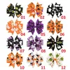 Leuke 3 Inch Baby Halloween Grosgrain Lint Bogen met Clip Girls Kids Ghost Pumpkin Print Pinwheel Haarklemmen