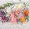 Flocked Leucospermum Flores Artificiais para decoração de casamento Flores Artificiales Plástico Falmo Flor Flor Fleur Artificielle