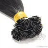 VM Brezilya Siyah Düz Çift Çizilmiş Düz Ucu Ön önce Bağlanmış Saç Uzatma 100G Keratin 14 ila 26 inç% 100 bakire insan saçı