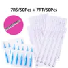 50pcs 7RS Tattoo Needles 50pcs 7RT Nozzles Tips Sterile Disposable Medical Accessories Needling Tattooing Microblading Supply