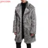 Jaycosin 1 adet Erkek Moda Ceket M-2XL Kış Sıcak Kalın Ceket Overout Ceket Faux Kürk Parka Kalın Gizli Giyim Gri Hırka Z1122