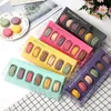 Dış Şeffaf Kutu 23 * 9.8CM İç Kağıt Kutusu Packaging Kutu Kek Kutuları Ev Yapımı Macaron Kutuları Perakende Kağıt Ambalaj 5 Renk Macaron