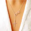 Infinity Cross Pendant Halsband för kvinnor Ladies Fashion Wedding Party Event Smycken 925 Silverpläterad Kedja Åtta Eleganta Charms Halsband