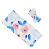 Ins Wraps Coverts Kids Musline Swaddles Nursery Litching Newborn Floral Print Swaddle Bunny Band Band Two Piece Set9410596