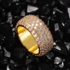 Personlig Guld Vit Guld Bling Diamond Lovers Iced Out Finger Ring Band Cubic Zirconia Hip Hop Bröllop Engagement Ringar För Par