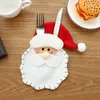 3ピースクリスマスナイフフォークバッグLINTかわいいサンタクローススノーマンエルク食器袋銀器ホルダーレストランの家庭用ホテル