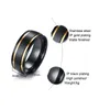 8 mm Men039s Brousse de bandes de mariage noires Anneau élégant Gol Tone Double Gourti Male Boy Rings Gift Comfort Fit2190792