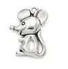 100st Silver Alloy Mouse Hängsmycke Mus CHARM Söt djur Charm DIY Handgjorda Smycken Gåva 24x18mm