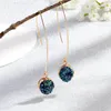 Pendientes colgantes de acero inoxidable chapados en oro con piedra Druzy de resina hechos a mano para mujer y niña, joyería de fiesta Punk