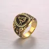 Mäns vintage Masonic Ring Mason Symbol Medlem Guld Rostfritt stål Punk Mason Jycken Storlek 7- 14221D