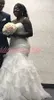 멋진 오간자 주름 인어 웨딩 드레스 계층 내기 남아프리카 결혼 로브 드 mariée 신부 드레스 플러스 사이즈 신부 드레스