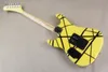 Guitare électrique jaune personnalisée en usine avec rayures noires, touche en érable, Floyd Rose, matériel chromé, personnalisable