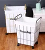 Laundry Storage baskets Nordic simple household clothes toys bathroom iron art dirty cloth bucket with cover