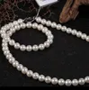 Hurtownie Classic 9-10mm Round South Sea White Pearl Necklace 18 "Silver Clipp