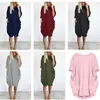 Summer Women Dress Casual Baggy Pocket Dresses Long Sleeve Plus Size Fat Sister Dress Loose Tubular Style Beach Dresses Party Dress New