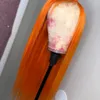Transparent Lace Frontal Wigs Orange Straight Lace Front Wig 150% Density