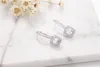 كلاسيكي الصلبة 925 Sterling Silver Earrings Square وضعت معا Sona Diamond أقراط مجوهرات الزفاف للنساء 5495973