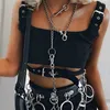 Weekeep Sexy Black Hollow Out Buckle Tank Top Women Cropped Streetwear Backless Tank Tops 2019 Summer Fashion Befree Crop Top Y190123