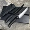 Coltello dritto per sopravvivenza all'aperto D2 Lama Tanto nera / satinata Coltello completo con manico G10 Coltelli a lame fisse con Kydex