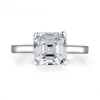 AINUOSHI 925 Sterling Silver 3.0 CT Asscher Cut Solitaire Ring Engagement Simulated Diamond Women Wedding Silver Rings Jewelry