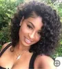 Kvinnors Curly Bob Full Lace Front Human Hair Wig För Black Women Side Del 360 Sväskor Front Pre Plucked 130% Densitet