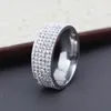 8mm titanium stalen carbide ring met strass heren en vrouwen trouwring band US maat 6 tot 13 kleuren (goud, zilver)