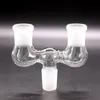 3 Joint on one drop down adapter For Bong Hookahs One To Two Glass Dropdown Adapters double bowl 14mm 18mm male female Bongs Smoking