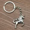 Porte-clés grande taille 3D corne porte-bonheur cheval 37x28mm, argent Antique, nouvelle mode, porte-clés en métal fait à la main, cadeaux pour femmes